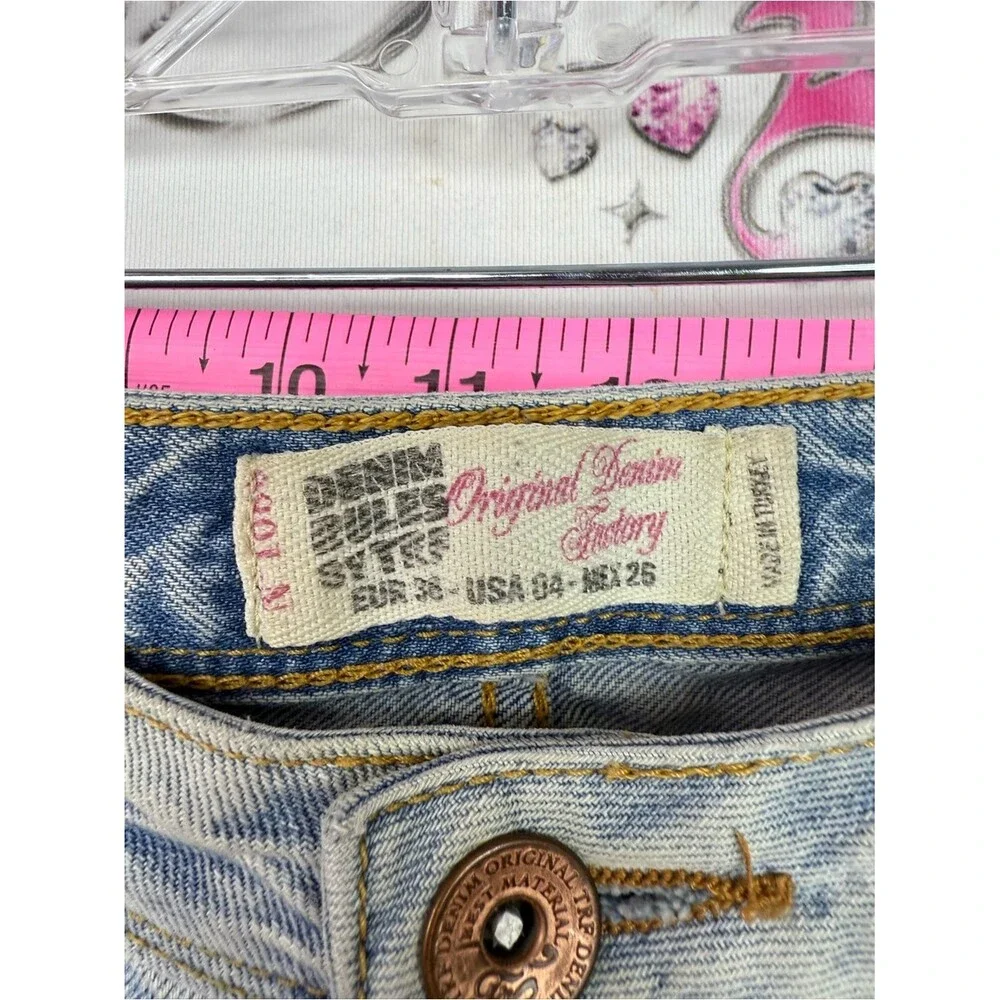 Original denim factory Distressed Light Wash Denim Shorts - Women